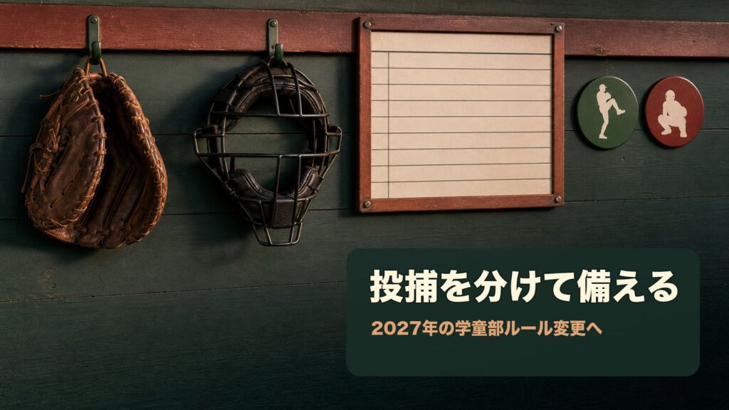 学童野球で投手と捕手を分けて準備するイメージ