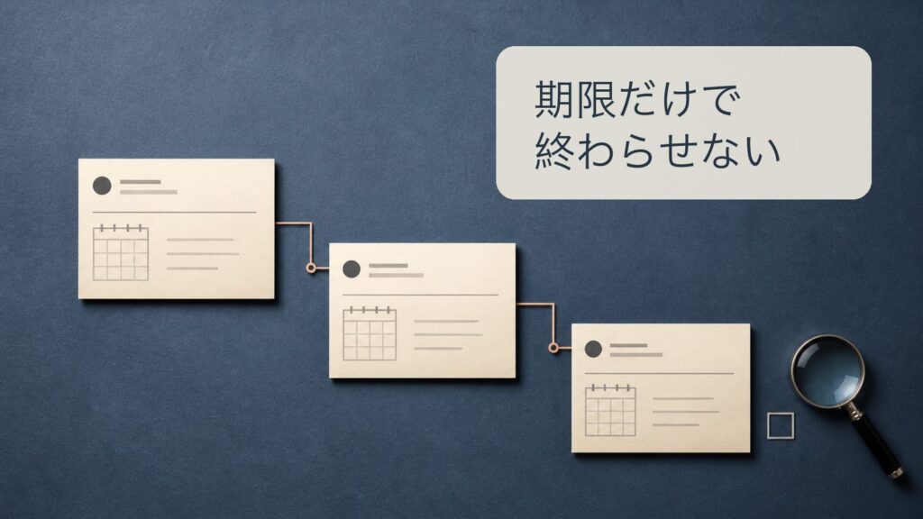 請求日・支払期限・入金確認日の3つを分けて管理するイメージ