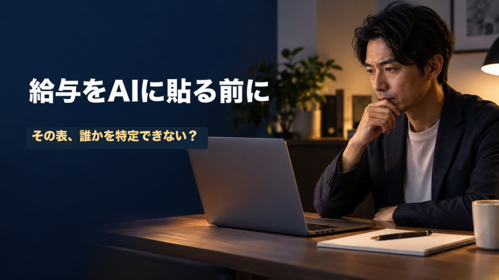 給与をAIに貼る前に／その表、誰かを特定できない？。記事の趣旨を表した生成イメージ