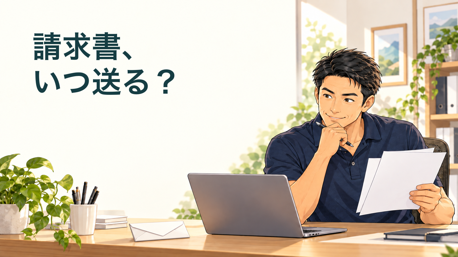 請求書、／いつ送る？。記事の趣旨を表した生成イメージ
