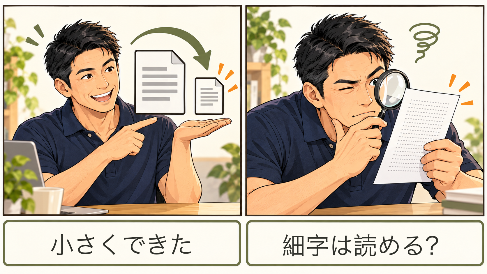 容量が小さくても文字を読めなければ提出できないことを示す説明用漫画