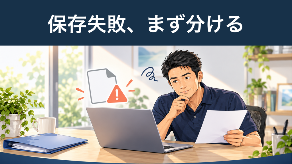 保存失敗、まず分ける。記事の趣旨を表した生成イメージ