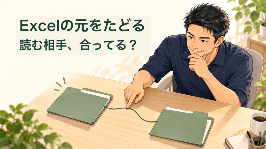 Excelの元をたどる／読む相手、合ってる？。記事の趣旨を表した生成イメージ